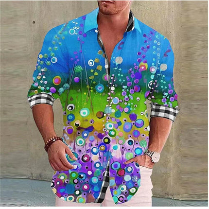 Men Casual Vacation Wear Floral Lapel Shirt - Shirt - Fanweilin - Mad Fly Essentials