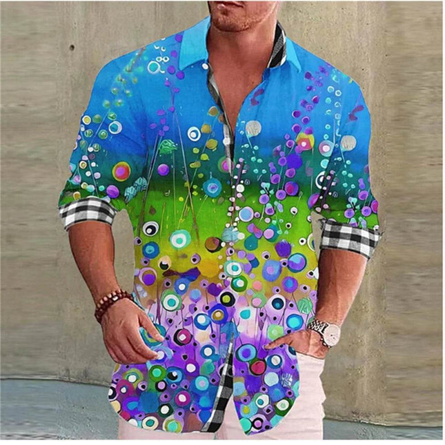 Men Casual Vacation Wear Floral Lapel Shirt - Shirt - Fanweilin - Mad Fly Essentials