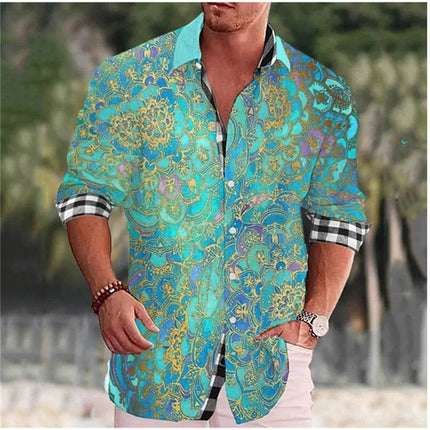Men Casual Vacation Wear Floral Lapel Shirt - Shirt - Fanweilin - Mad Fly Essentials
