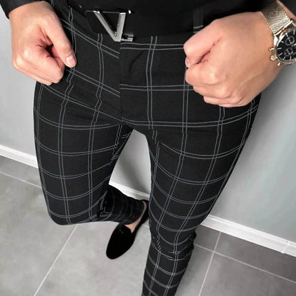 Men Checkered Fashion British Business Casual Pants - Mad Fly Essentials
