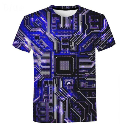 Men Circuit Board Chip 3D Graphic Shirt - Mad Fly Essentials