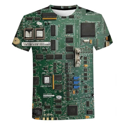 Men Circuit Board Chip 3D Graphic Shirt - Shirt - oufisun - Mad Fly Essentials
