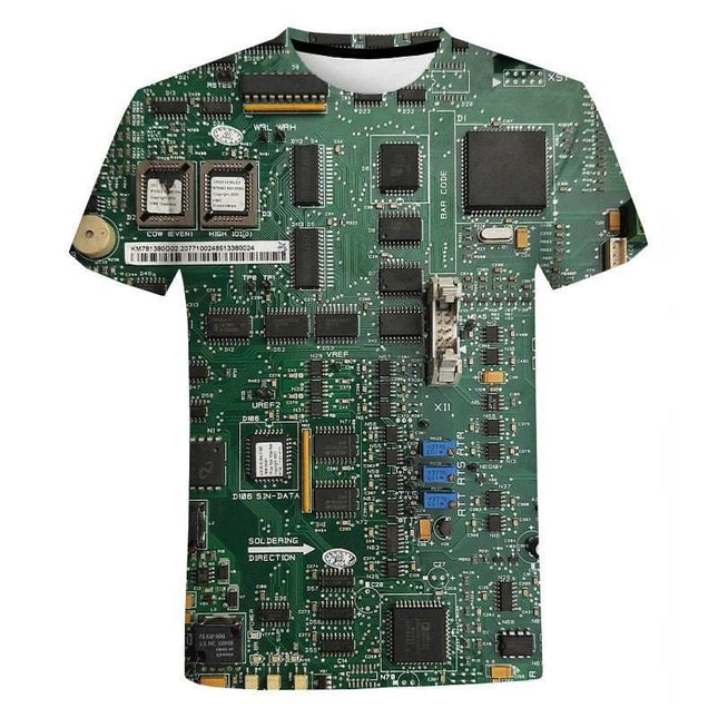 Men Circuit Board Chip 3D Graphic Shirt - Shirt - oufisun - Mad Fly Essentials