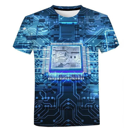 Men Circuit Board Chip 3D Graphic Shirt - Shirt - oufisun - Mad Fly Essentials