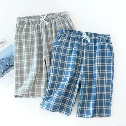 Men Cotton Sleepwear Plaid Pajama Pants Shorts - Shorts - Beach Fellow - Mad Fly Essentials