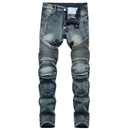 Men Denim Casual Slim Motorcycle Jeans - Jeans - Metaphor - Mad Fly Essentials