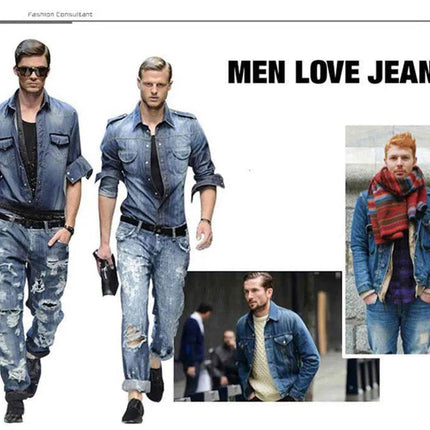 Men Denim Casual Slim Motorcycle Jeans - Jeans - Metaphor - Mad Fly Essentials