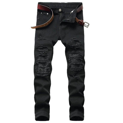 Men Denim Casual Slim Motorcycle Jeans - Jeans - Metaphor - Mad Fly Essentials