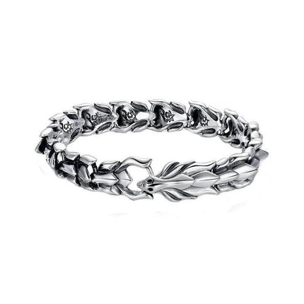 Men Dragon Head Silver Medieval Bracelet - Bracelet - ADGH - Mad Fly Essentials