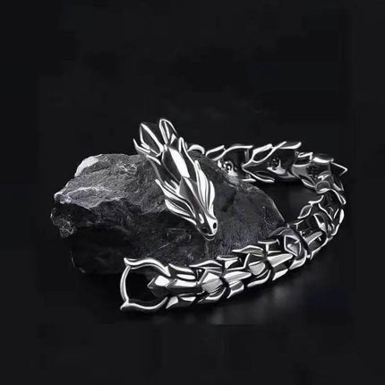 Men Dragon Head Silver Medieval Bracelet - Bracelet - ADGH - Mad Fly Essentials
