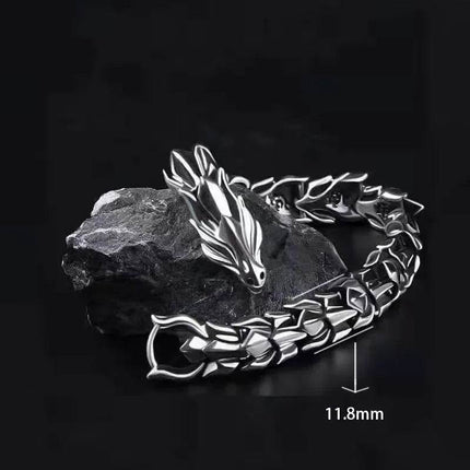 Men Dragon Head Silver Medieval Bracelet - Bracelet - ADGH - Mad Fly Essentials