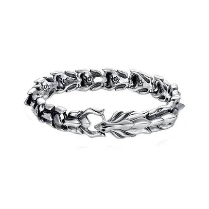 Men Dragon Head Silver Medieval Bracelet - Bracelet - ADGH - Mad Fly Essentials