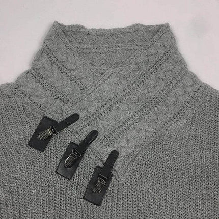 Men European Long Leather Buckle Sweater - Sweater - TECHOME - Mad Fly Essentials