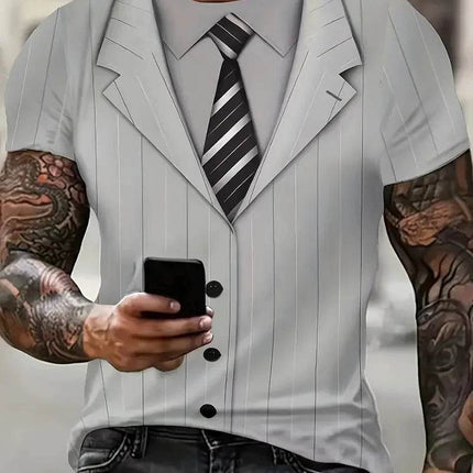 Men Fashion 3D Short Suit Graphic Shirt - Shirt - Gothica - Mad Fly Essentials
