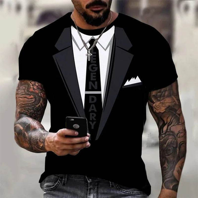 Men Fashion 3D Short Suit Graphic Shirt - Shirt - Gothica - Mad Fly Essentials