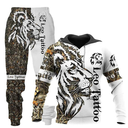 Men Fashion 3D Wolf Tiger Animal Hoodies Pants Tracksuit - Tracksuit - Maple King - Mad Fly Essentials