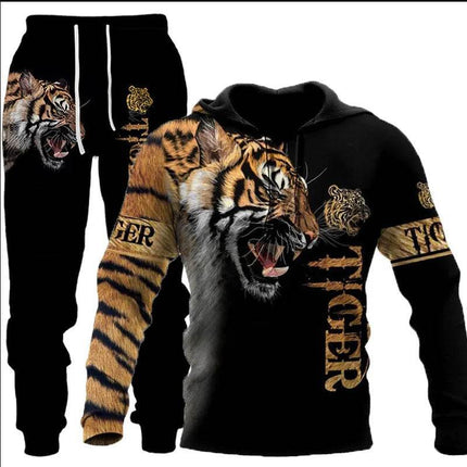 Men Fashion 3D Wolf Tiger Animal Hoodies Pants Tracksuit - Tracksuit - Maple King - Mad Fly Essentials