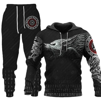 Men Fashion 3D Wolf Tiger Animal Hoodies Pants Tracksuit - Tracksuit - Maple King - Mad Fly Essentials