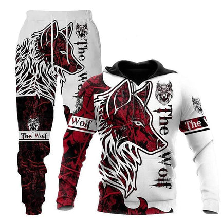 Men Fashion 3D Wolf Tiger Animal Hoodies Pants Tracksuit - Mad Fly Essentials