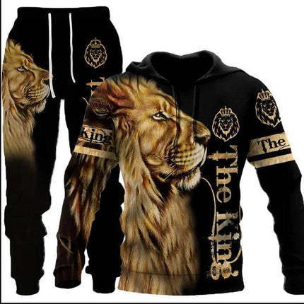 Men Fashion 3D Wolf Tiger Animal Hoodies Pants Tracksuit - Tracksuit - Maple King - Mad Fly Essentials
