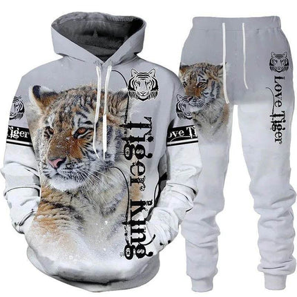 Men Fashion 3D Wolf Tiger Animal Hoodies Pants Tracksuit - Tracksuit - Maple King - Mad Fly Essentials