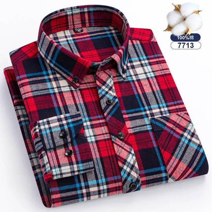 Men Fashion Brushed Plaid Casual Spring Shirt - Shirt - Sam Charleston - Mad Fly Essentials