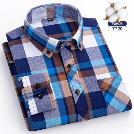 Men Fashion Brushed Plaid Casual Spring Shirts - Mad Fly Essentials