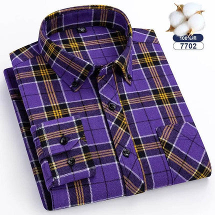 Men Fashion Brushed Plaid Casual Spring Shirt - Shirt - Sam Charleston - Mad Fly Essentials