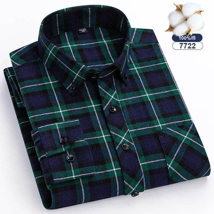 Men Fashion Brushed Plaid Casual Spring Shirt - Shirt - Sam Charleston - Mad Fly Essentials