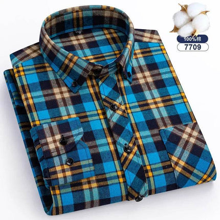 Men Fashion Brushed Plaid Casual Spring Shirt - Shirt - Sam Charleston - Mad Fly Essentials
