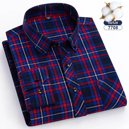 Men Fashion Brushed Plaid Casual Spring Shirt - Shirt - Sam Charleston - Mad Fly Essentials