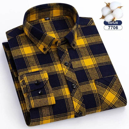 Men Fashion Brushed Plaid Casual Spring Shirt - Shirt - Sam Charleston - Mad Fly Essentials