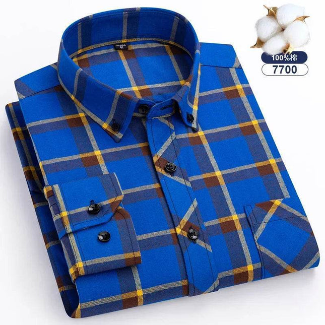 Men Fashion Brushed Plaid Casual Spring Shirt - Mad Fly Essentials