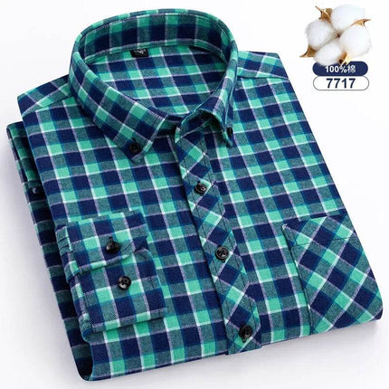 Men Fashion Brushed Plaid Casual Spring Shirts - Mad Fly Essentials
