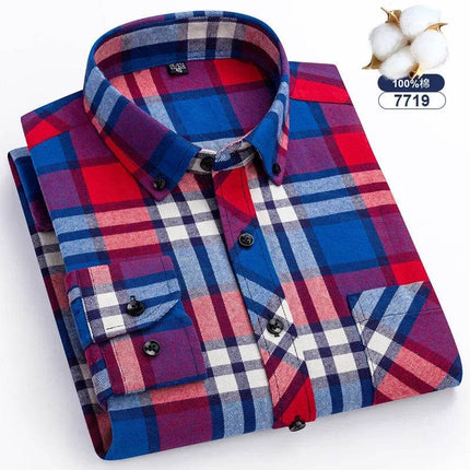 Men Fashion Brushed Plaid Casual Spring Shirt - Shirt - Sam Charleston - Mad Fly Essentials