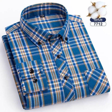 Men Fashion Brushed Plaid Casual Spring Shirt - Shirt - Sam Charleston - Mad Fly Essentials
