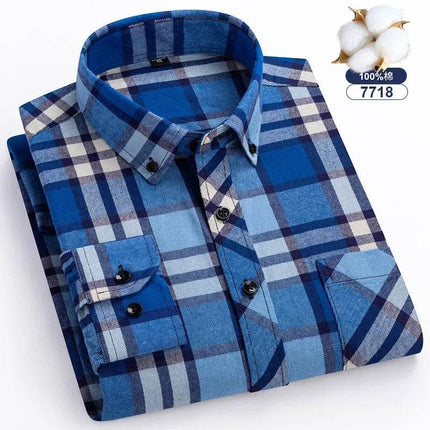 Men Fashion Brushed Plaid Casual Spring Shirt - Shirt - Sam Charleston - Mad Fly Essentials
