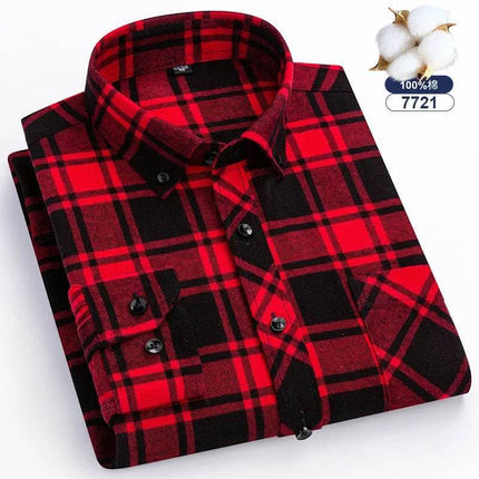 Men Fashion Brushed Plaid Casual Spring Shirts - Mad Fly Essentials