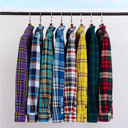 Men Fashion Brushed Plaid Casual Spring Shirts - Mad Fly Essentials