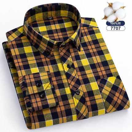 Men Fashion Brushed Plaid Casual Spring Shirt - Shirt - Sam Charleston - Mad Fly Essentials