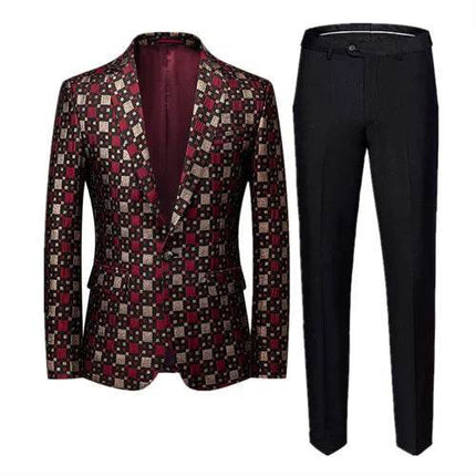 Men Fashion Jacquard Wedding Banquet Party Suit Blazer - Blazer - Maple King - Mad Fly Essentials
