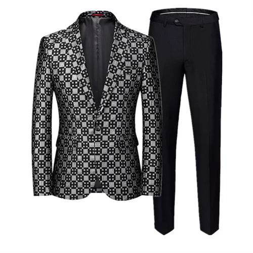 Men Fashion Jacquard Wedding Banquet Party Suit Blazer - Blazer - Maple King - Mad Fly Essentials