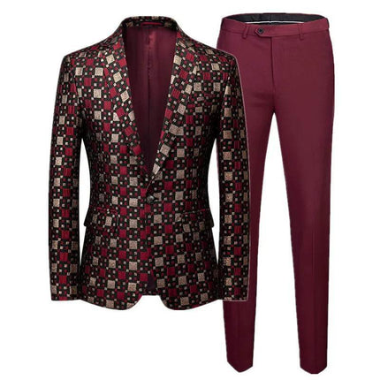 Men Fashion Jacquard Wedding Banquet Party Suit Blazer - Blazer - Maple King - Mad Fly Essentials