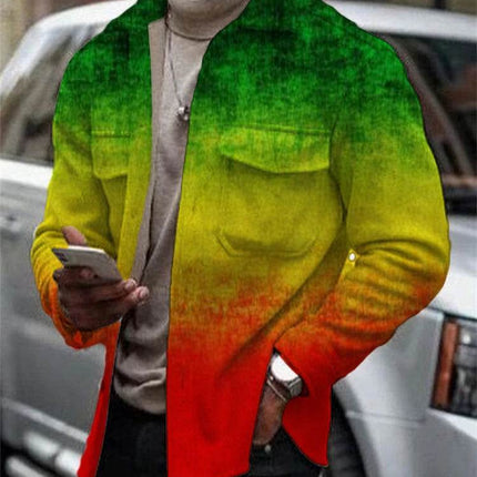 Men Fashion Long Gradient Brown Jacket - Mad Fly Essentials