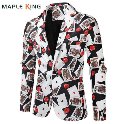 Men Fashion Poker Player 3D Party Costume Blazer - Mad Fly Essentials