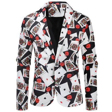Men Fashion Poker Player 3D Party Costume Blazer - Blazer - Maple King - Mad Fly Essentials