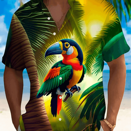 Men Flamingo Parrot 3D Animal Shirt - Shirt - orchid - Mad Fly Essentials