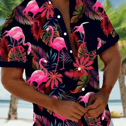 Men Flamingo Parrot 3D Animal Shirt - Shirt - orchid - Mad Fly Essentials