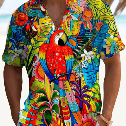 Men Flamingo Parrot 3D Animal Shirt - Shirt - orchid - Mad Fly Essentials