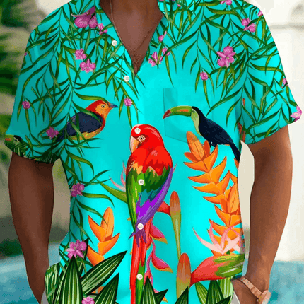 Men Flamingo Parrot 3D Animal Shirt - Shirt - orchid - Mad Fly Essentials
